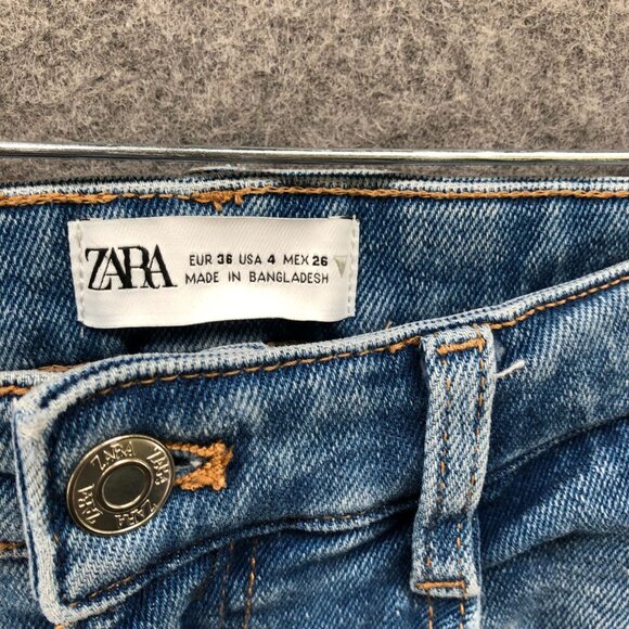Zara High Rise Skinny Jeans Womens 4 Blue Stretch Light Wash - Picture 10 of 10
